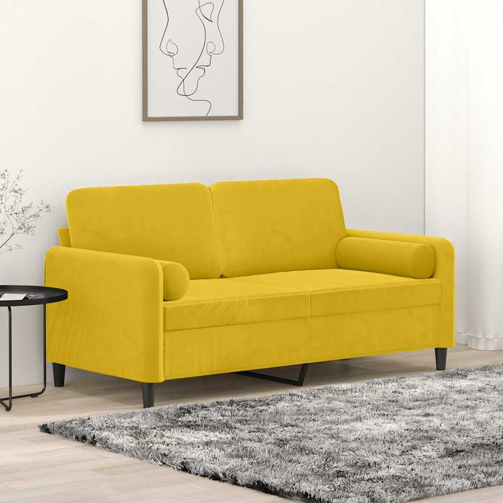 vidaXL 2-Sitzer-Sofa mit Zierkissen Gelb 140 cm Samt
