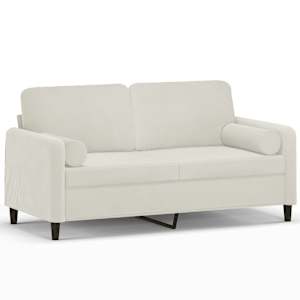 vidaXL 2-kohaline diivan patjadega, kreemjas, 140 cm, samet
