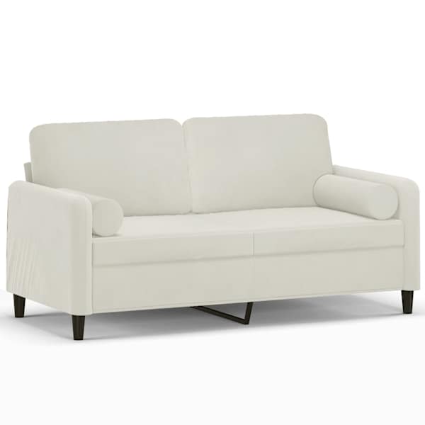 vidaXL 2-kohaline diivan patjadega, kreemjas, 140 cm, samet