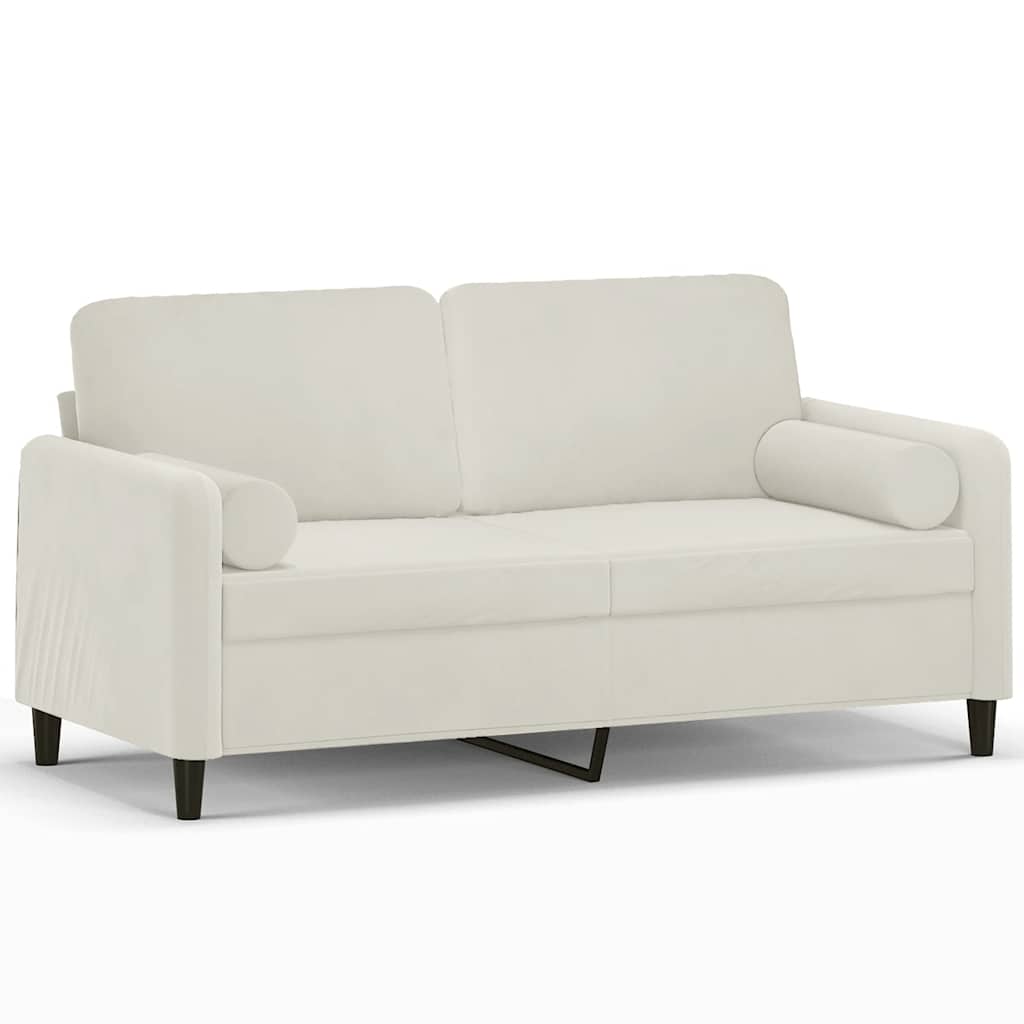 VidaXL Tweezitsbank Met Sierkussens 140 Cm Fluweel Crèmekleurig