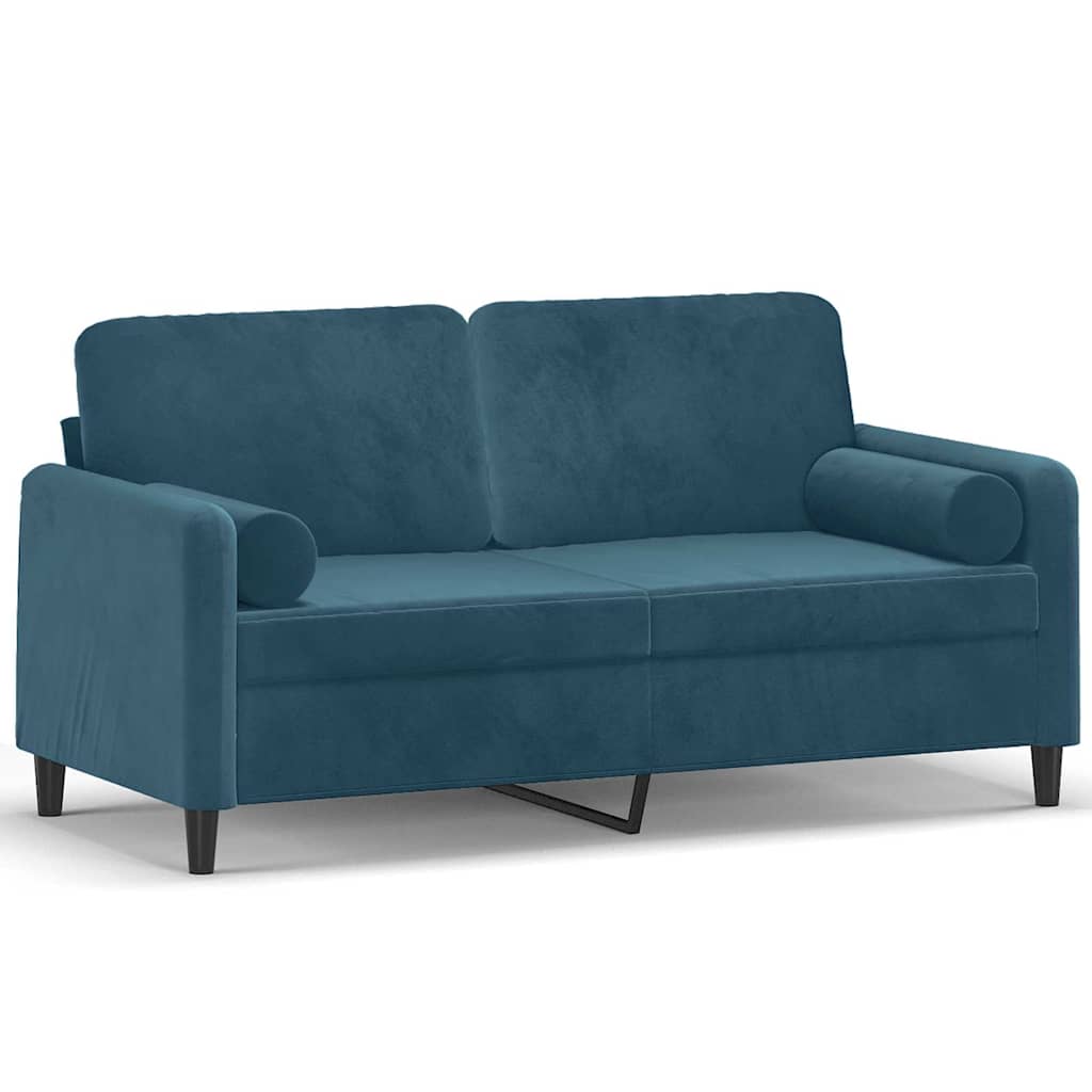 Thumbnail - vidaXL 2-Sitzer-Sofa mit Zierkissen Blau 140 cm Samt
