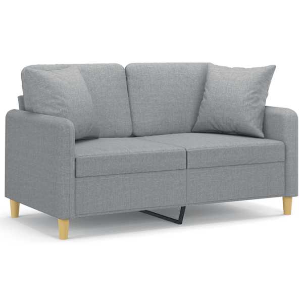 vidaXL 2-kohaline diivan patjadega, helehall, 120 cm, kangas