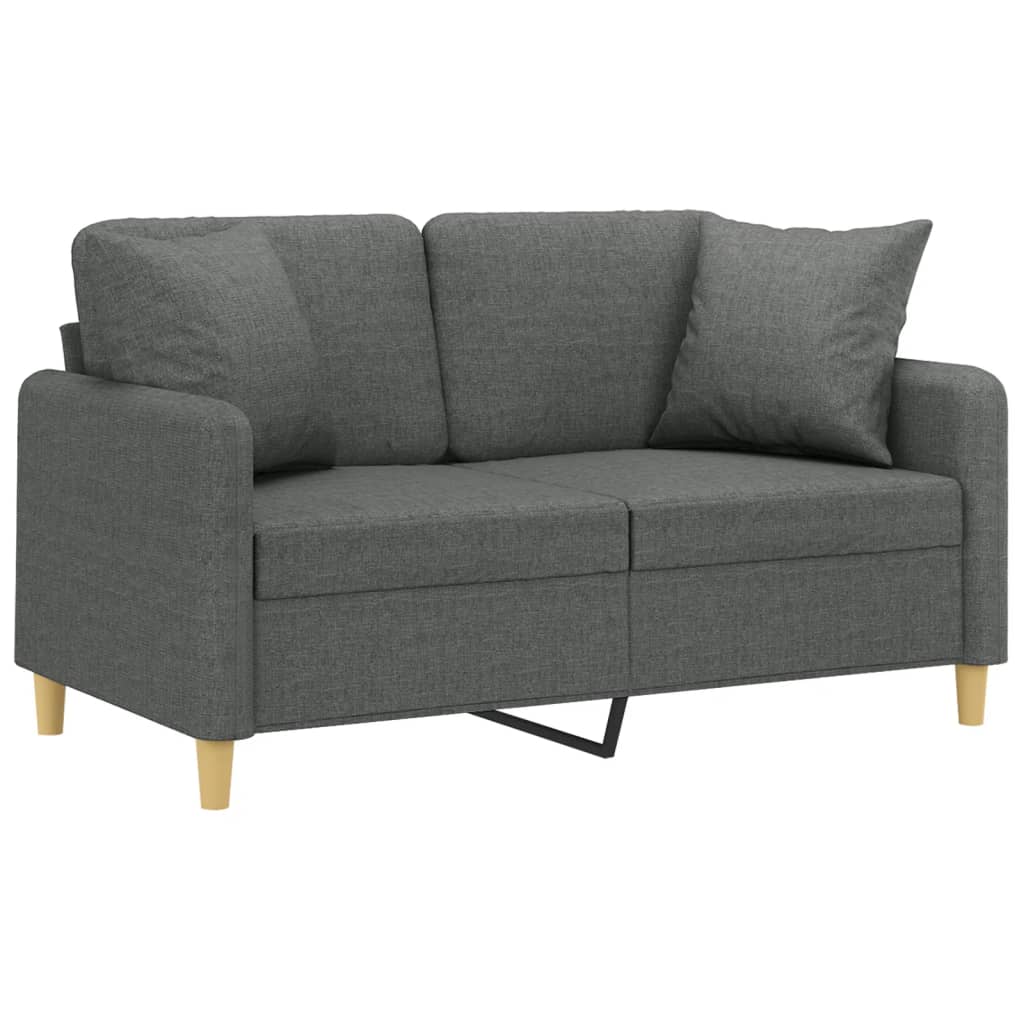 vidaXL Canapea cu 2 locuri cu pernuțe, gri închis, 120 cm, textil