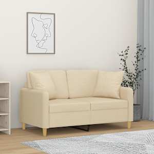 2místná pohovka s polštáři krémová 120 cm textil - obrázek 1
