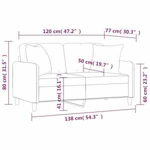 2místná pohovka s polštáři hnědá 120 cm textil - obrázek 8