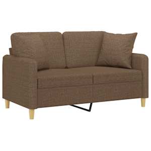 vidaXL Canap&eacute; 2 places avec oreillers d&eacute;coratifs marron 120 cm tissu
