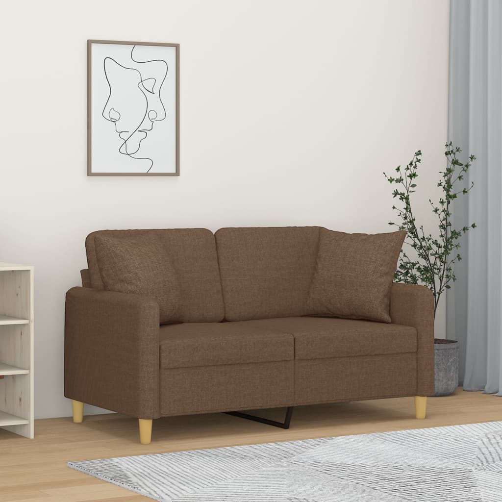 vidaXL 2-Sitzer-Sofa mit Zierkissen Braun 120 cm Stoff