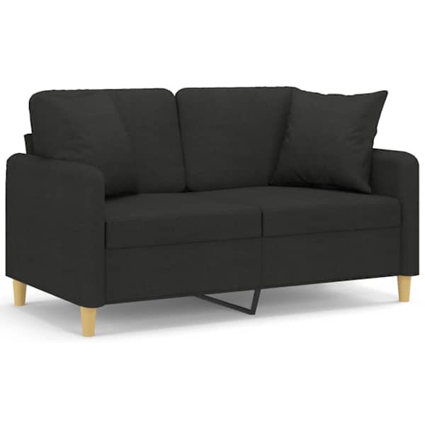 vidaXL 2-kohaline diivan patjadega, must, 120 cm, kangas
