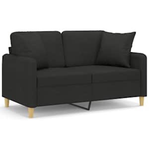 2místná pohovka s polštáři černá 120 cm textil - obrázek 2