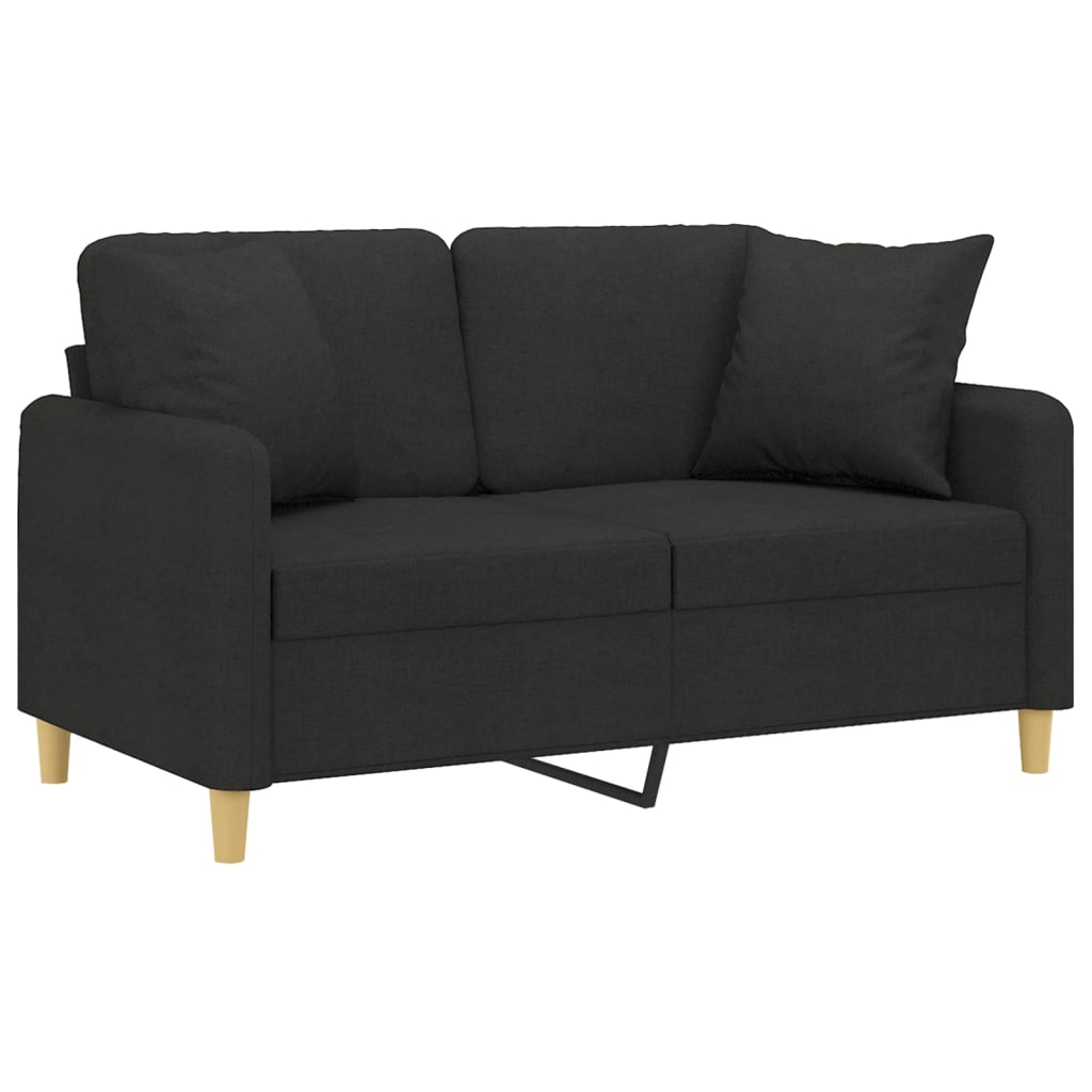 vidaXL Tweezitsbank met sierkussens 120 cm stof zwart afbeelding