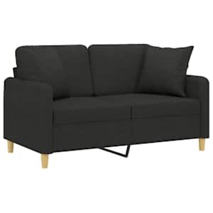 2místná pohovka s polštáři černá 120 cm textil - obrázek 3