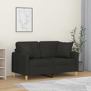 2místná pohovka s polštáři černá 120 cm textil - obrázek 1