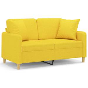 vidaXL 2-kohaline diivan patjadega, helekollane, 120 cm, kangas