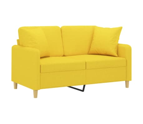 vidaXL Canap&eacute; 2 places avec oreillers jaune clair 120 cm tissu
