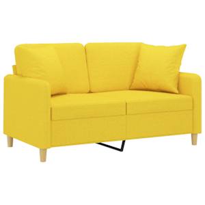 2místná pohovka s polštáři světle žlutá 120 cm textil - obrázek 3