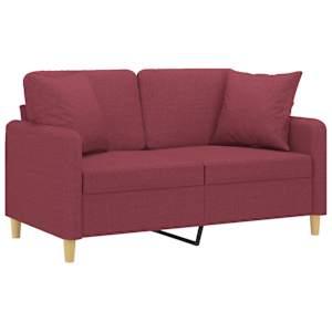 vidaXL Canapea cu 2 locuri cu pernuțe, roșu vin, 120 cm, textil