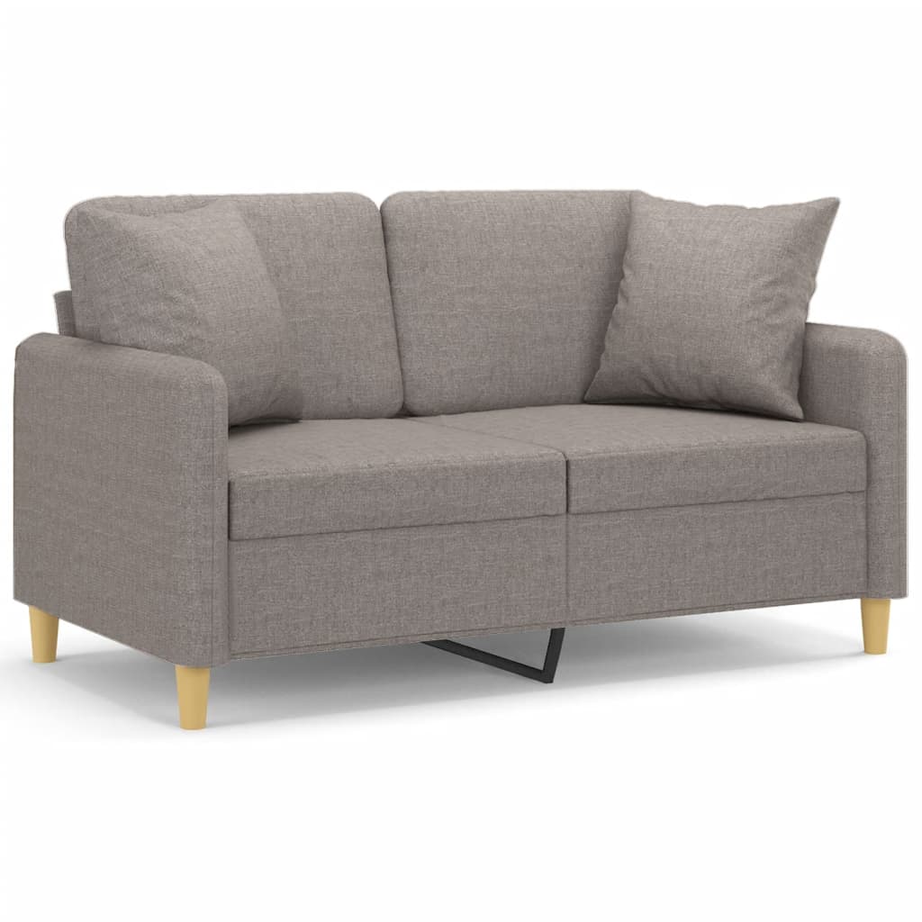 vidaXL Tweezitsbank met sierkussens 120 cm stof taupe, foto 3