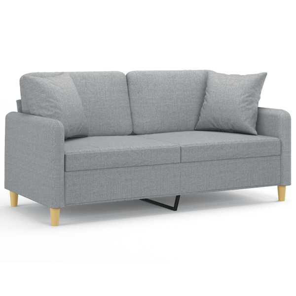 vidaXL 2-kohaline diivan patjadega, helehall, 140 cm, kangas