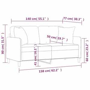 2místná pohovka s polštáři světle šedá 140 cm textil - obrázek 8