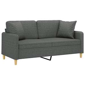 2místná pohovka s polštáři tmavě šedá 140 cm textil - obrázek 3