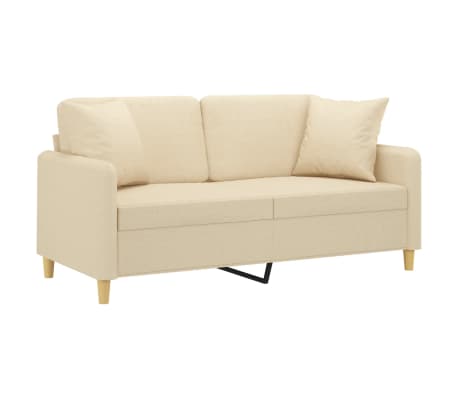 vidaXL Tweezitsbank met sierkussens 140 cm stof cr&egrave;mekleurig