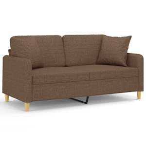 2místná pohovka s polštáři hnědá 140 cm textil - obrázek 2