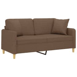 vidaXL Dvivietė sofa su pagalvėlėmis, rudos spalvos, 140cm, audinys