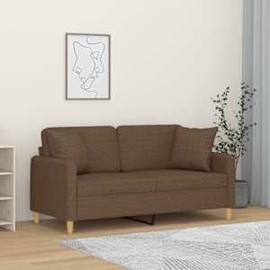 Kavč dvosed z blazinami rjav 140 cm blago