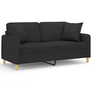 2místná pohovka s polštáři černá 140 cm textil - obrázek 2