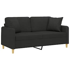 2místná pohovka s polštáři černá 140 cm textil - obrázek 3