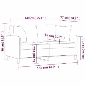2místná pohovka s polštáři černá 140 cm textil - obrázek 8