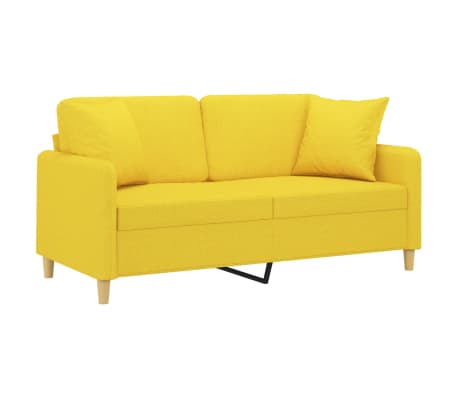 vidaXL 2-Sitzer-Sofa mit Zierkissen Hellgelb 140 cm Stoff