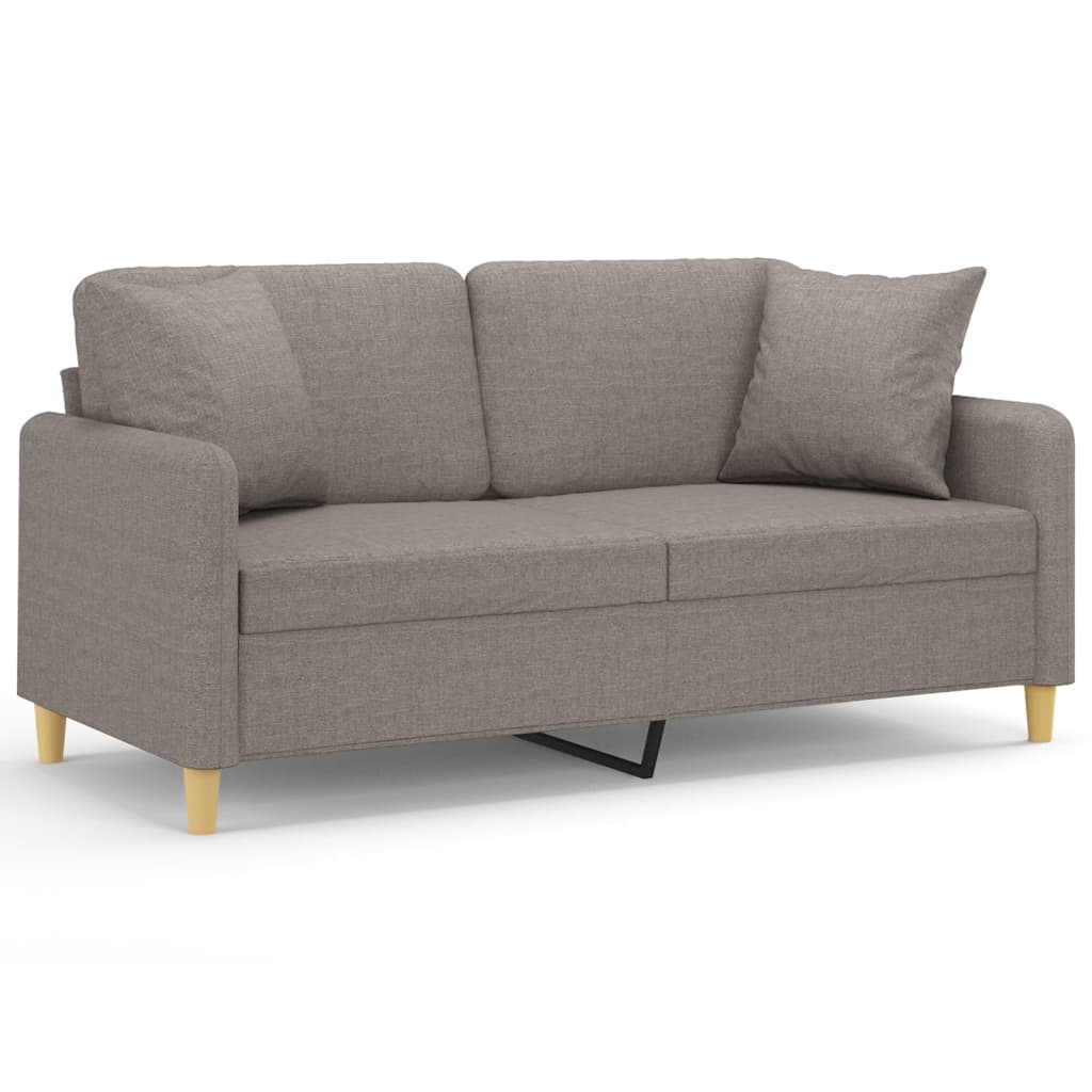 vidaXL 2místná pohovka s polštáři taupe 140 cm textil