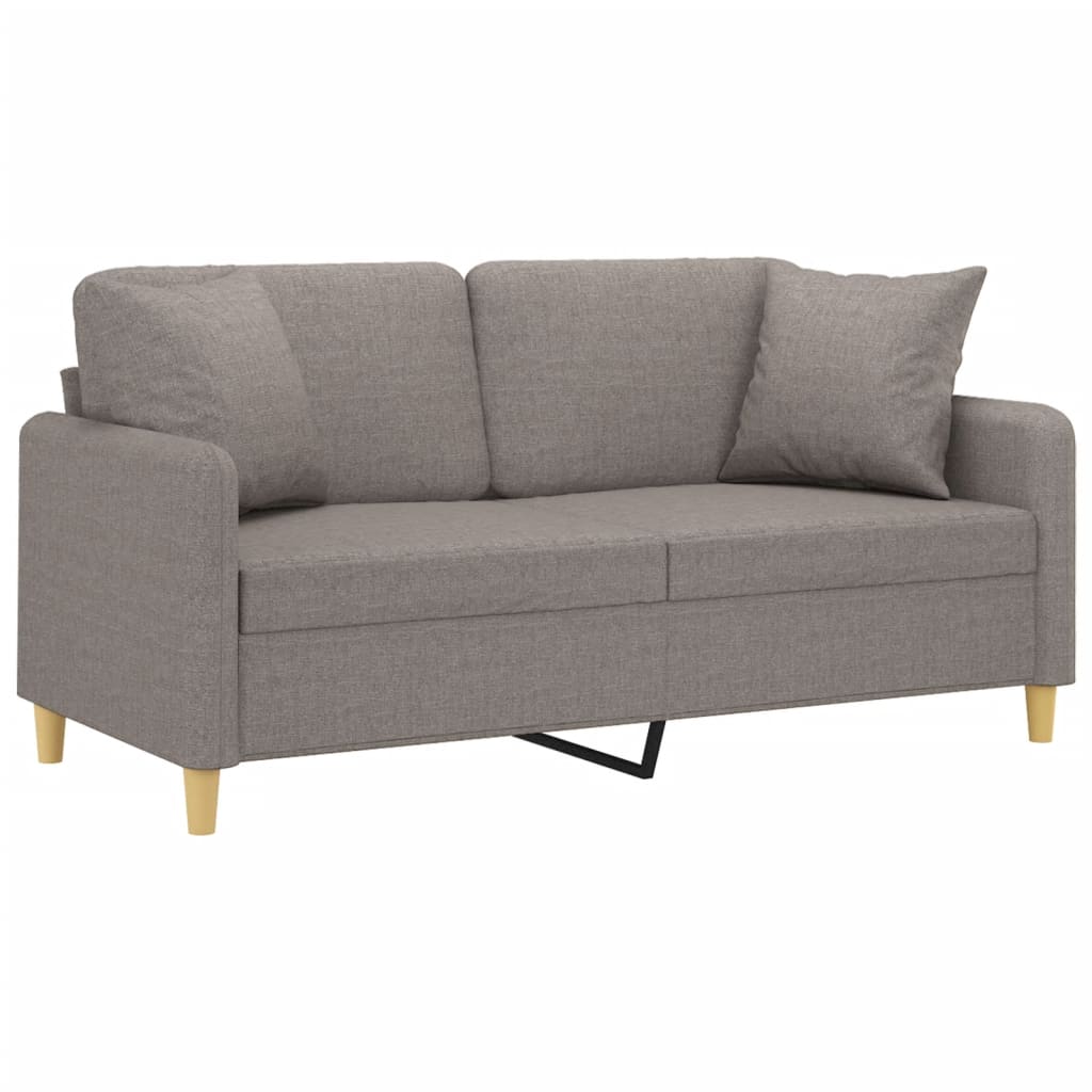 vidaXL Tweezitsbank met sierkussens 140 cm stof taupe afbeelding