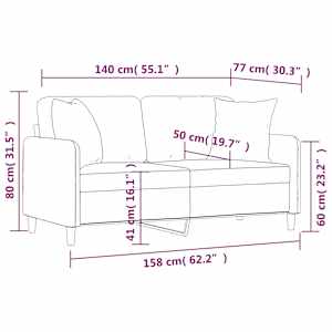 2místná pohovka s polštáři taupe 140 cm textil - obrázek 8