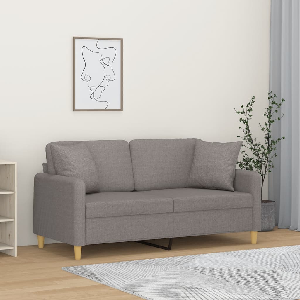 vidaXL Canapea cu 2 locuri cu pernuțe, gri taupe, 140 cm, textil