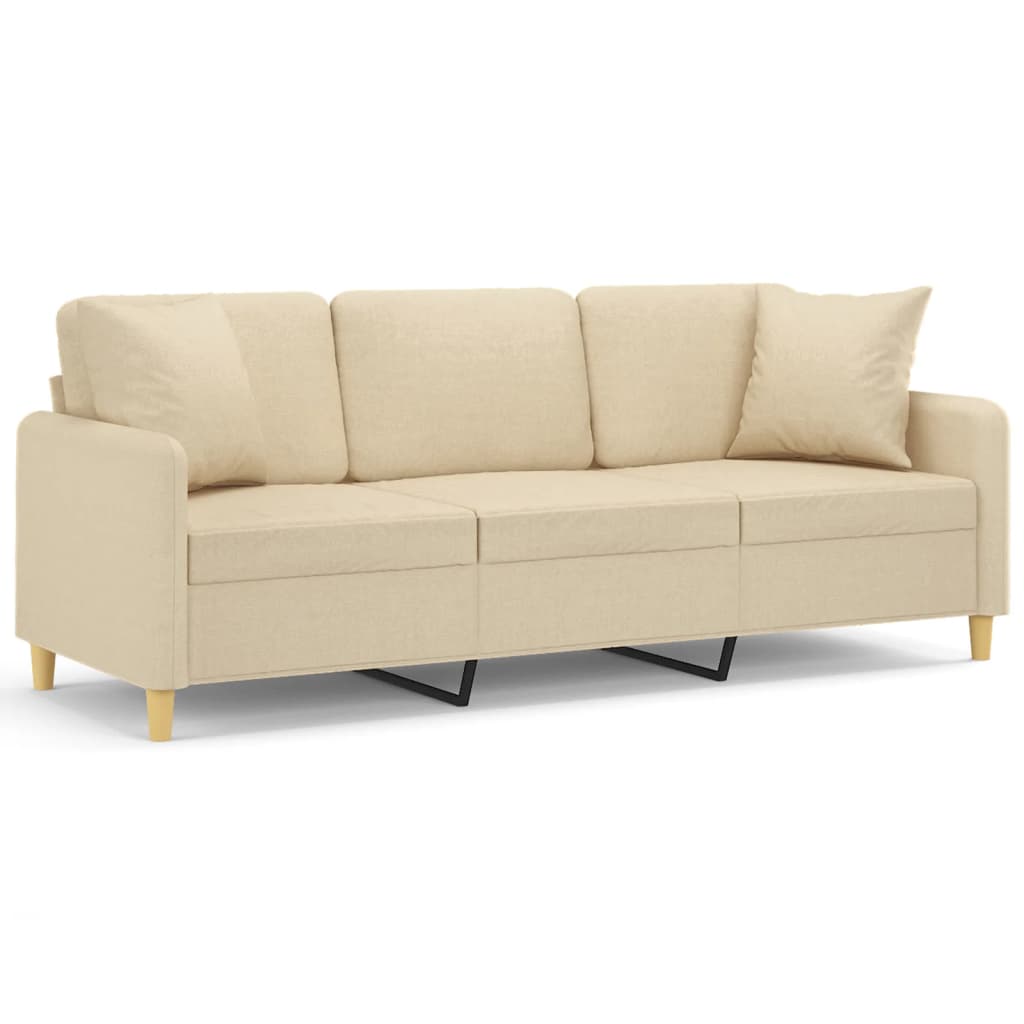 Thumbnail - vidaXL 3-Sitzer-Sofa mit Zierkissen Creme 180 cm Stoff
