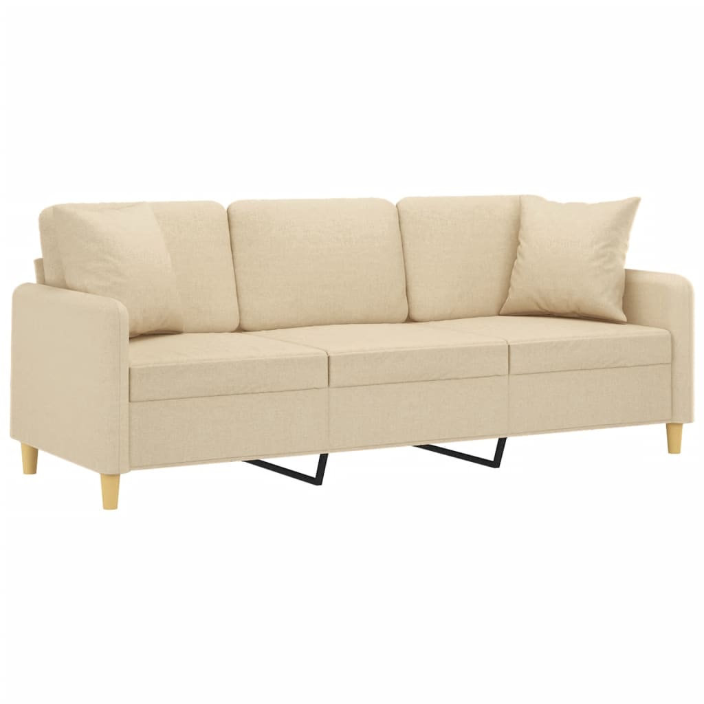Thumbnail - vidaXL 3-Sitzer-Sofa mit Zierkissen Creme 180 cm Stoff