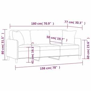 3místná pohovka s polštáři krémová 180 cm textil - obrázek 8