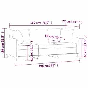 3místná pohovka s polštáři černá 180 cm textil - obrázek 8