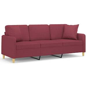 3místná pohovka s polštáři vínová 180 cm textil - obrázek 2