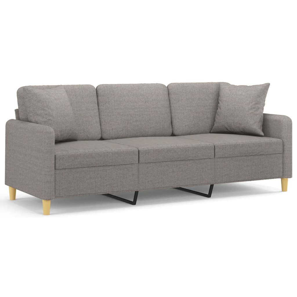 Thumbnail - vidaXL 3-Sitzer-Sofa mit Zierkissen Taupe 180 cm Stoff