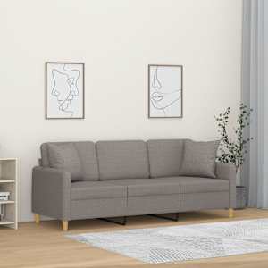 3místná pohovka s polštáři taupe 180 cm textil - obrázek 1