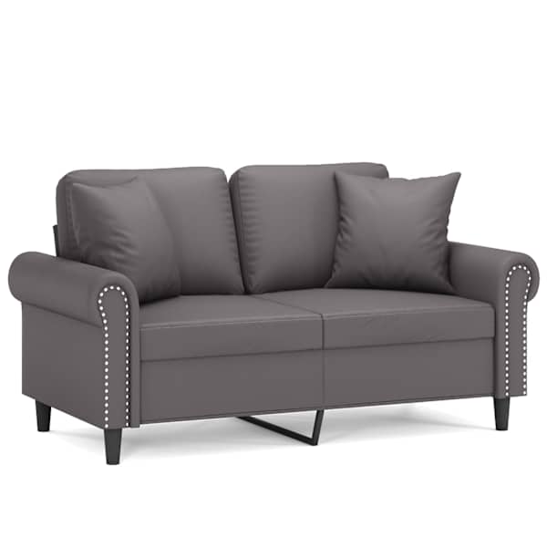 vidaXL 2-kohaline diivan patjadega, hall, 120 cm, kunstnahk