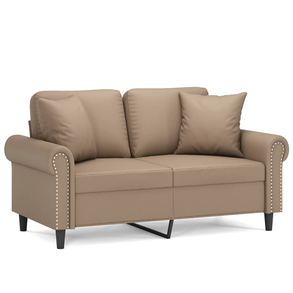 vidaXL 2místná pohovka s polštáři cappuccino 120 cm umělá kůže