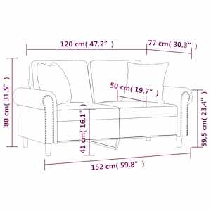 2místná pohovka s polštáři cappuccino 120 cm umělá kůže - obrázek 8