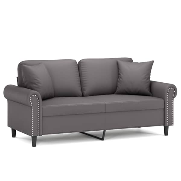 vidaXL 2-kohaline diivan patjadega, hall, 140 cm, kunstnahk
