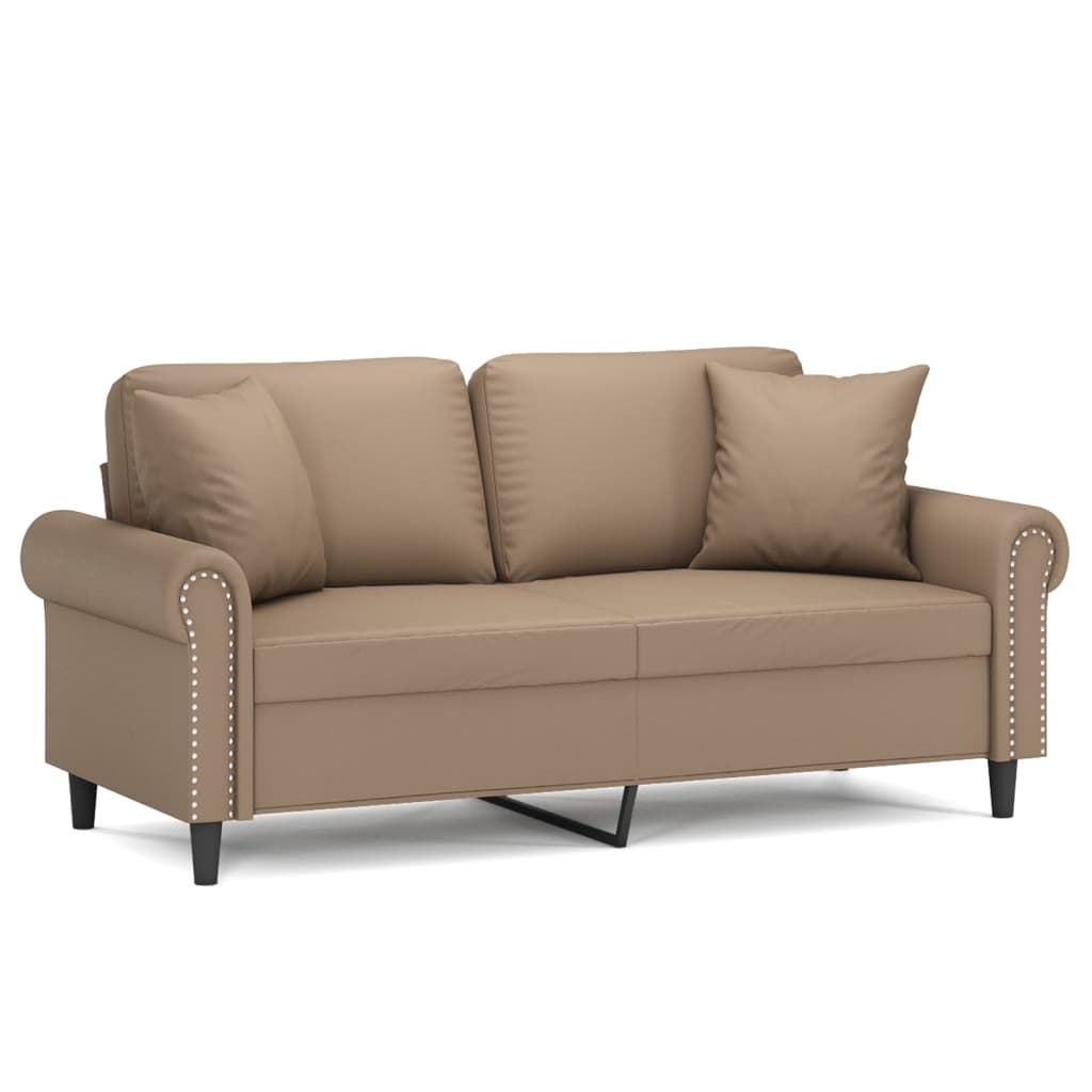 2-Sitzer-Sofa mit Zierkissen Cappuccino-Braun 140 cm Kunstleder