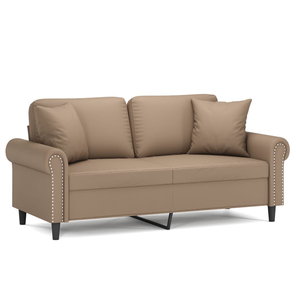 Thumbnail - vidaXL 2-Sitzer-Sofa mit Zierkissen Cappuccino-Braun 140 cm Kunstleder