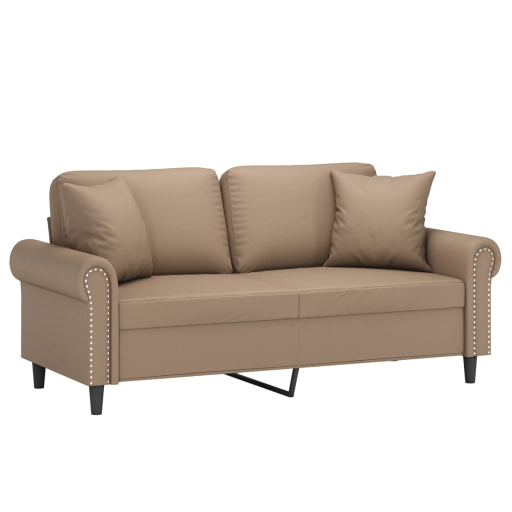 Thumbnail - vidaXL 2-Sitzer-Sofa mit Zierkissen Cappuccino-Braun 140 cm Kunstleder